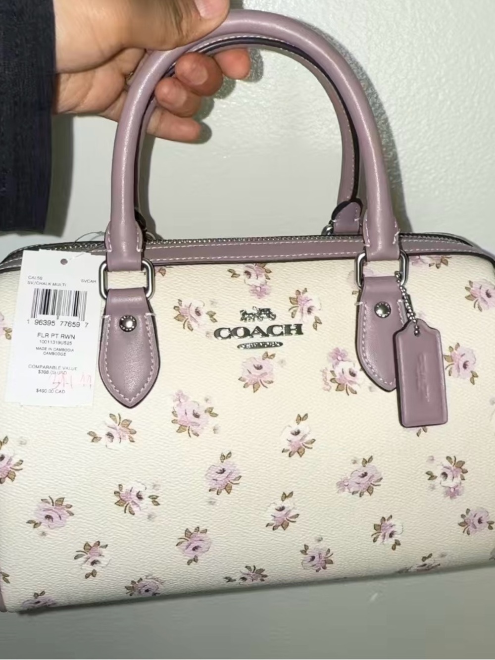 Brand NWT limited edition Coach Floral Mini Satchel in Lilac and Cream